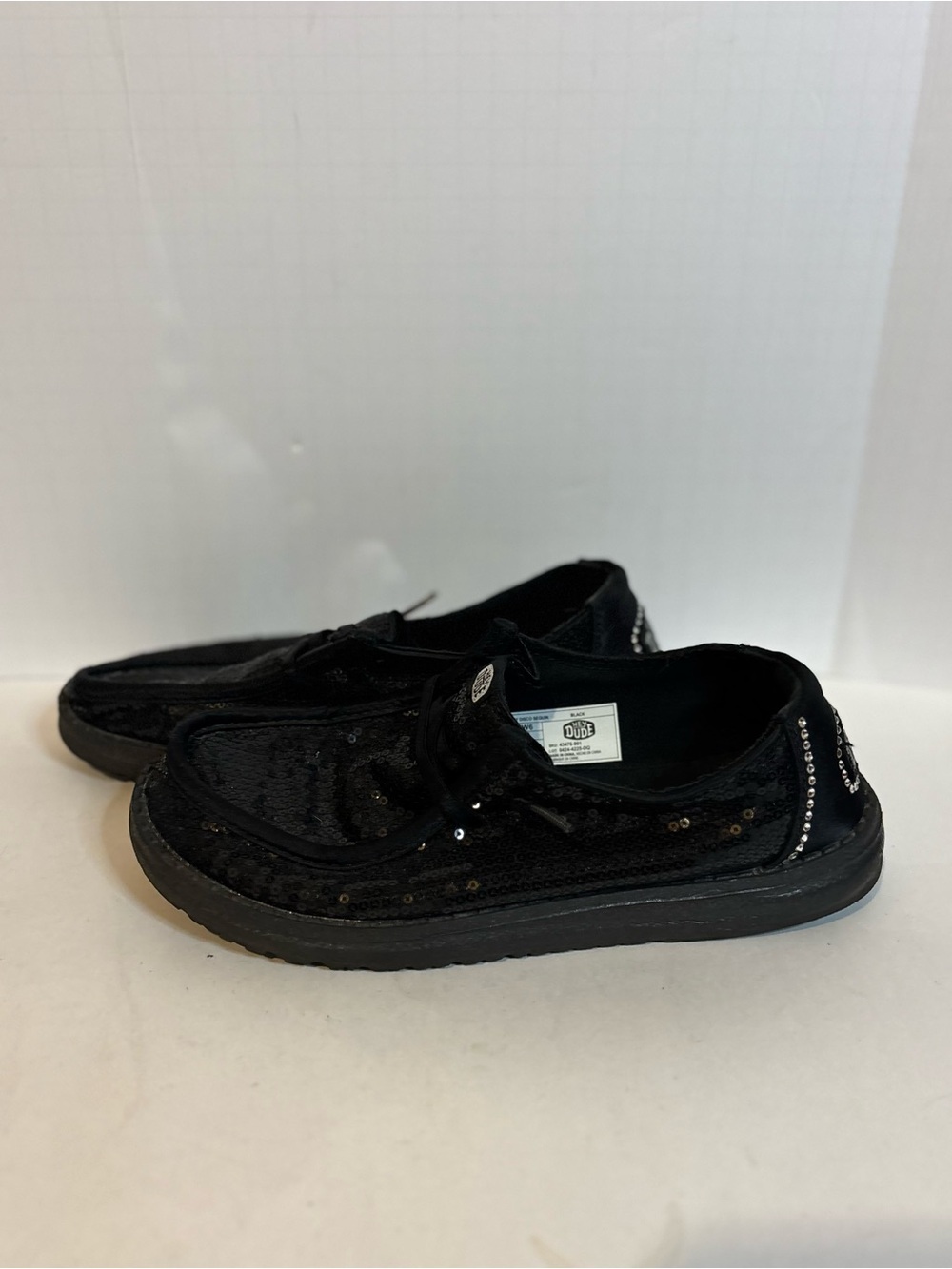 Hey Dude Black Sequin Slip-On Sneakers